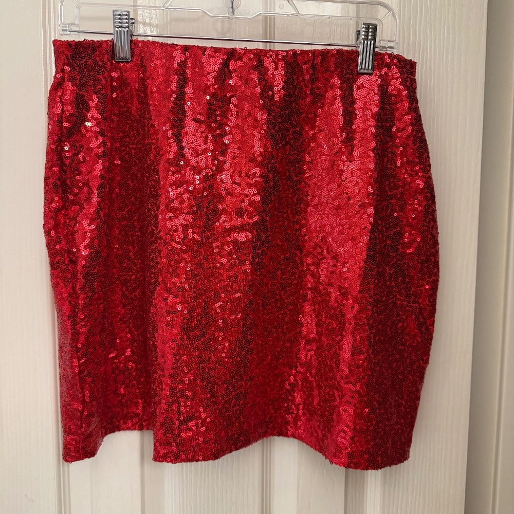 Tipsy Elves Red Sequin Holiday Party Skirt – Size L